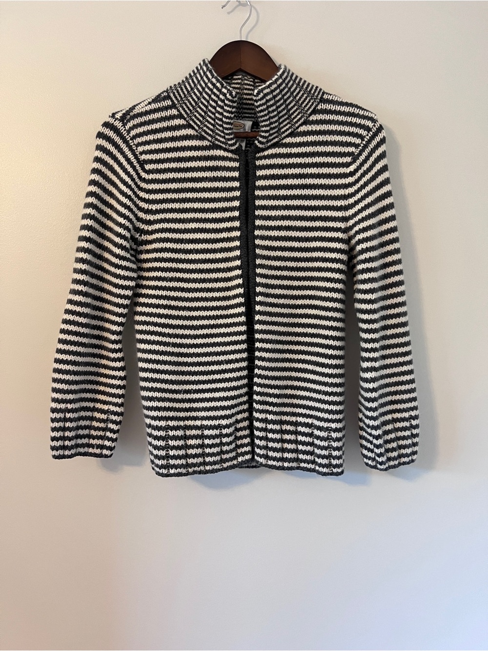Talbots Striped Sweater Cardigan Jacket Merino Wool Lambs Wool Angora Clasp S